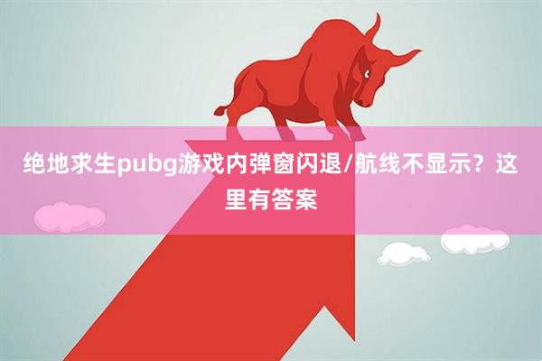 绝地求生pubg游戏内弹窗闪退/航线不显示？这里有答案